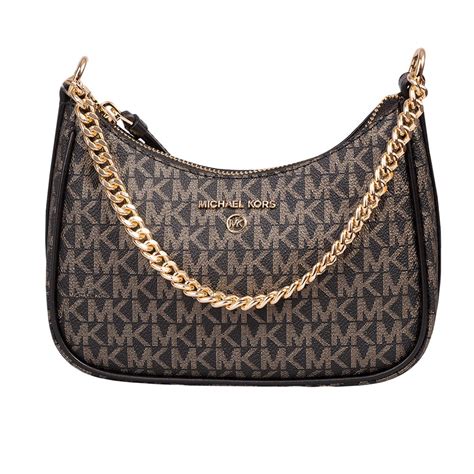 michael kors jet set charm small metallic logo shoulder bag